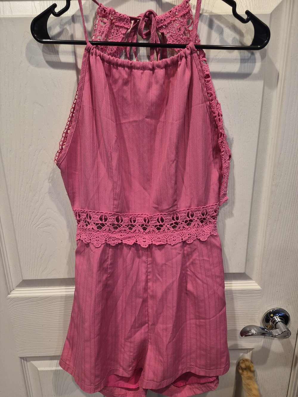 Pink Crochet Waist Romper